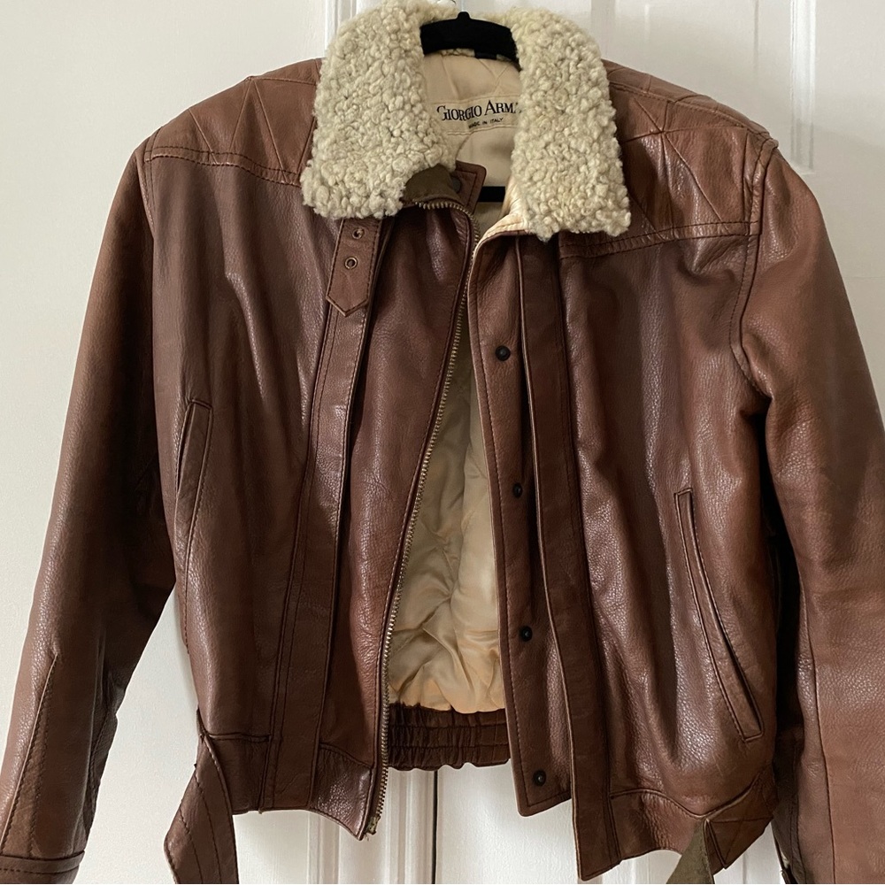 RARE Vintage Georgio Armani Leather Bomber Jacket